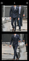 Elegant men's 3-piece suit with double-breasted blazer, vest, and pants in a slim fit, perfect for weddings and business even