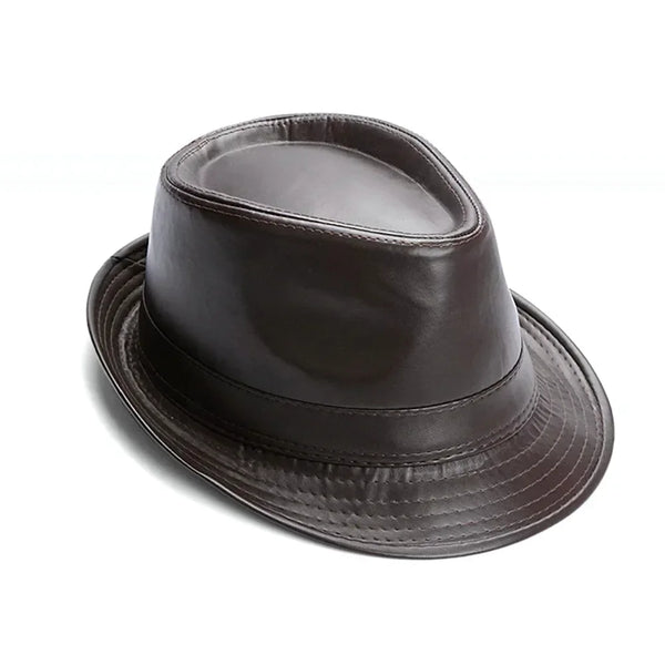 Unisex retro bowler hat worn by a model, illustrating its stylish versatility.