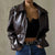 Street Edge jacket detail highlighting smooth polyester PU leather surface