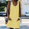 Relaxed streetwear dress with classic O-neck and button front
