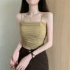 White knit sleeveless top with built-in padding and adjustable straps