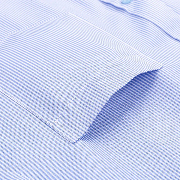 Men's short sleeve dress shirt in navy with refined plaid pattern