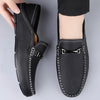 Soft leather loafers in dark brown with cushioned bonded insole.