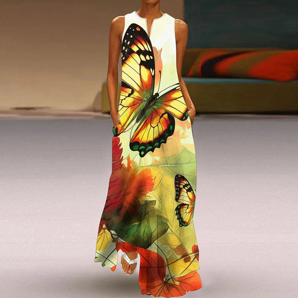 Effortless Elegance V-Neck Chiffon Maxi Dress