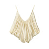 Sophisticated backless camisole in lustrous satin with pleated front