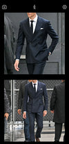 Elegant men's 3-piece suit featuring a double-breasted blazer, vest, and pants, perfect for weddings and business events.
