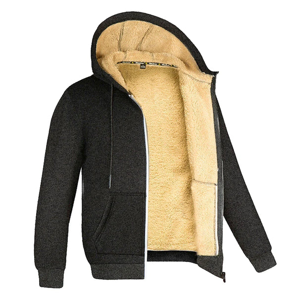 Full-zip feature of FrostGuard Luxe Hoodie, allowing for easy wear and quick temperature adjustments.
