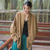 Cotton linen blend coat with sophisticated stand collar and clean lines