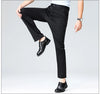 Close-up of moisture-wicking polyester fabric on breathable business pants