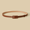 Chic skinny faux leather belt for women in vibrant red, perfect for casual or dressy outfits, featuring a vintage-inspired bu