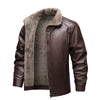 Men's fleece-lined biker jacket showcasing premium faux leather material.