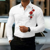 Red rose printed polyester shirt with modern comfortable stretch