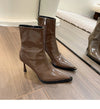 Chic women's ankle boots with zipper, high heel, pointed toe, perfect for autumn and winter fashion, stylish and comfortable.
