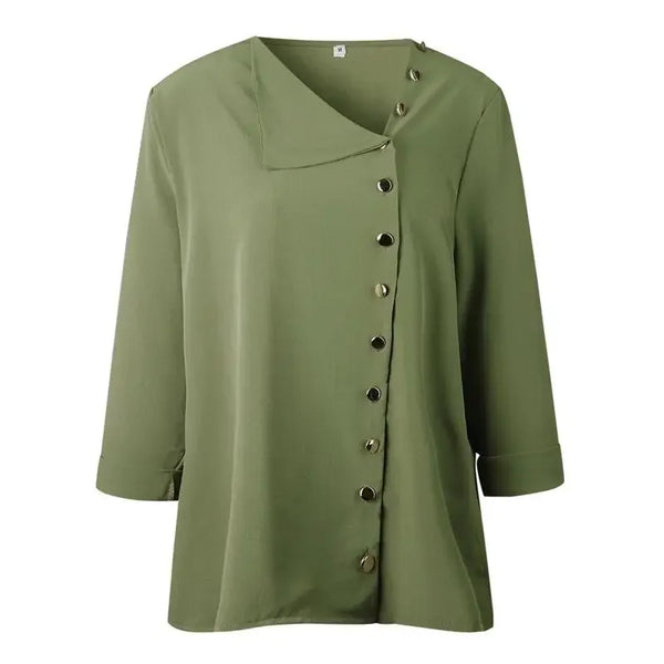 Elegant long sleeve office blouse for women in various colors, featuring double-breasted closure and slim fit for professiona