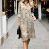Timeless Bloom Collared Dress with 3D Floral Print
