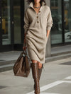 Casual setting featuring the Fireside Chic dress with subtle button details.