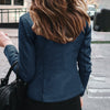 Chic slim fit faux leather moto jacket for women, perfect for autumn and winter, featuring a stylish zipper closure.