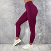 Flexible workout wear: high waist leggings with pocket in burgundy.