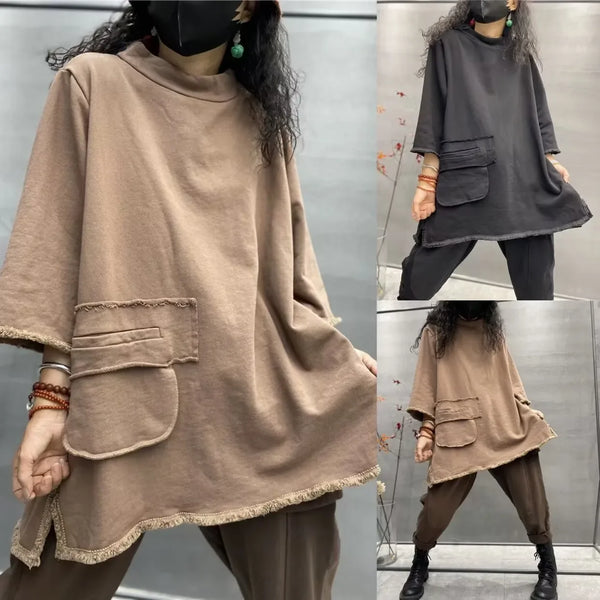 Autumn Whisper long-sleeve top in warm hue, perfect for serene evenings.