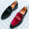 Boardroom Elegance black leather dress loafers for men on white background