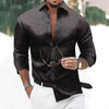 Stylish Gold Print Men's Casual Shirt in full sleeve, perfect for all-season wear and comfortable daily outfits.