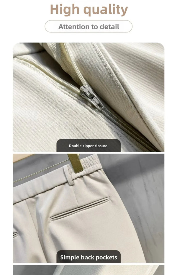 Professional straight-leg pants in premium wool fabric