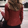 Chic slim fit faux leather moto jacket for women, perfect for autumn and winter, featuring a sleek zipper closure and tailore