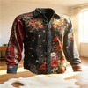 Psychedelic pattern long sleeve shirt featuring symmetrical mandala artwork in multiple vibrant colors