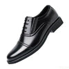 Polished black business shoes with low heel perfect for suits and professional attire