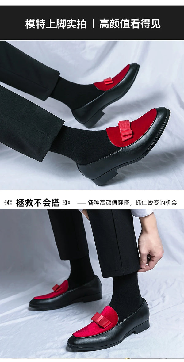 Back view of elegant leather dress loafers with durable rubber sole
