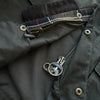 Waxed Cotton Moto Trench Coat with Corduroy Collar, mid-length, waterproof, windproof, stylish urban outerwear for men.