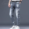 Midnight Rider Jeans displayed on a hanger, showcasing the stonewashed color.