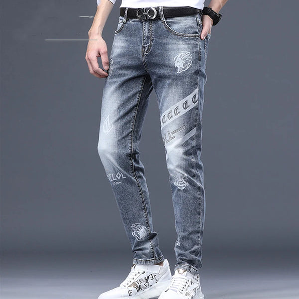 Midnight Rider Jeans displayed on a hanger, showcasing the stonewashed color.