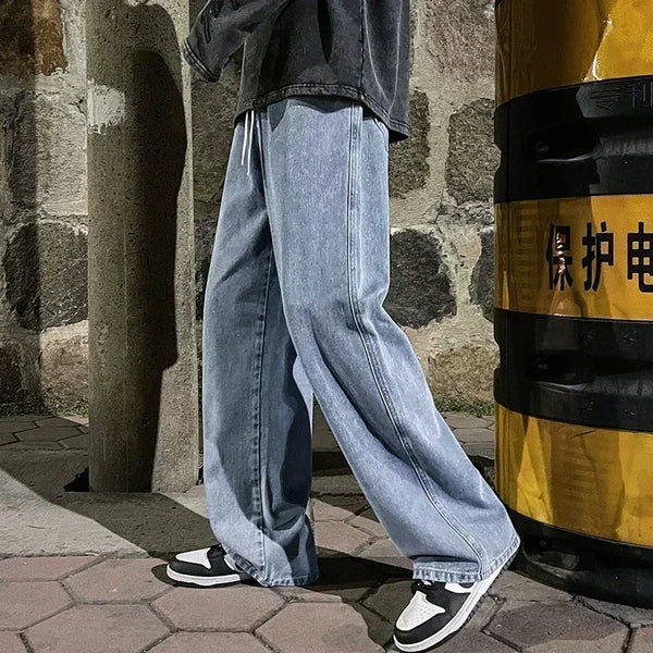 Modern wide-leg jeans in black denim with all-season versatility for men