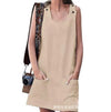 Streetwear style mini dress in lightweight cotton linen with buttons