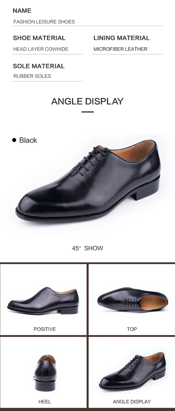 Classic Oxford lace-up business shoes with premium genuine leather construction