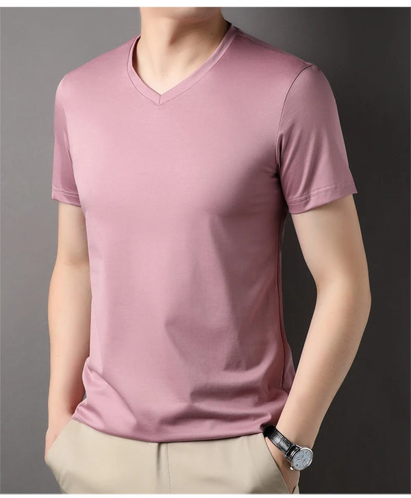 Soft silk whisper tee with classic v-neckline