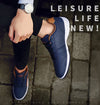 Non-slip leather sneakers with EVA cushioning and timeless striped design
