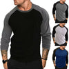 Men's Long Sleeve Slim Fit Splice Tee in soft fabric, casual pullover with O-neck, perfect for everyday style and comfort.