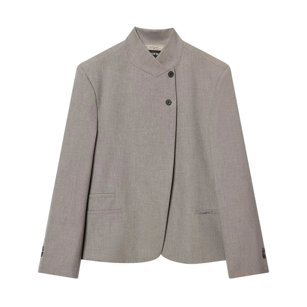 Stand-collar blazer with sleek single-breasted design