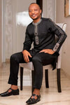Men's African-inspired patchwork outfit perfect for cultural events and celebrations
