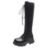 Stylish ankle high women's boots with lace-up closure, thick heel, and non-slip rubber sole for comfort and durability.