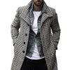 Chic Plaid Men's Trench Coat with single-breasted closure, perfect for cold weather and stylish daily wear. Available in size