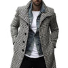 Chic plaid men's trench coat with single-breasted closure, perfect for cold weather and stylish daily wear.