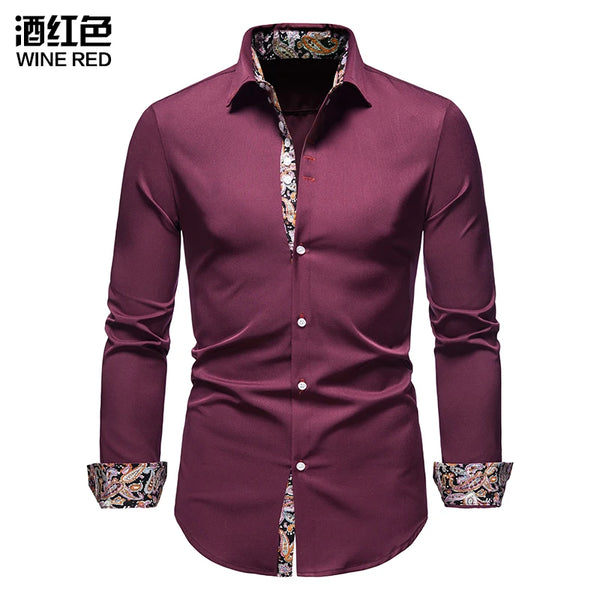 Classic Men's White Long Sleeve Polo Shirt with stand collar, single-breasted closure, perfect for business casual and all se