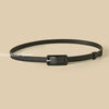Chic skinny faux leather belt for women in vibrant red, perfect for casual and dressy outfits, featuring a vintage-inspired b