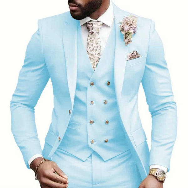 Detail of the notch lapel on the Pink Whisper wedding suit.