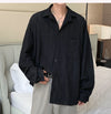 Men's Hollow Out Mesh Long-Sleeve Shirt in black and apricot, featuring breathable fabric and tailored fit for stylish comfor
