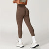 Navy blue high waist yoga leggings featuring scrunch bum detail.
