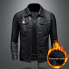Men's slim fit PU leather moto jacket with zipper closure, waterproof, wind-resistant, perfect for casual and motorcycle ride